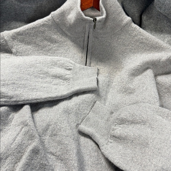 Brunella Gori Italy grey wool long sleeve mid zip up sweater shirt L - Picture 10 of 10